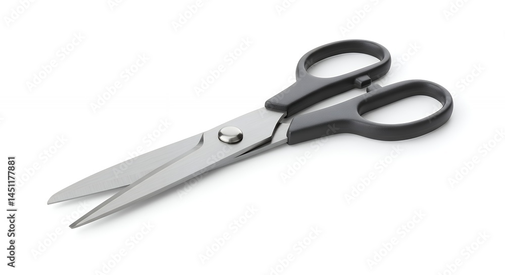 Close up of a metal scissors isolated on a white background