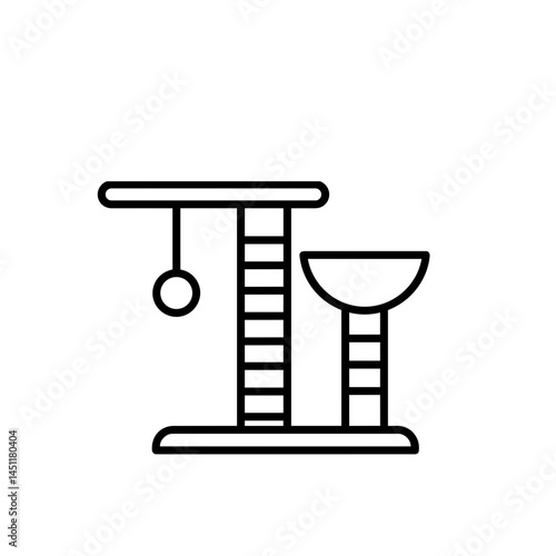 Minimalistic scratching post design icon in black and white  