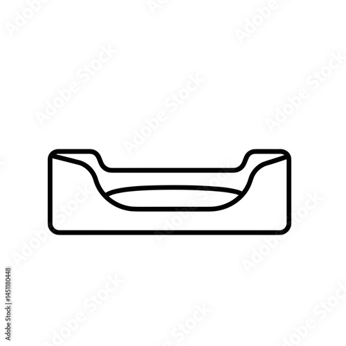 Dog Bed Outline Design with Minimalist Style on White Background  