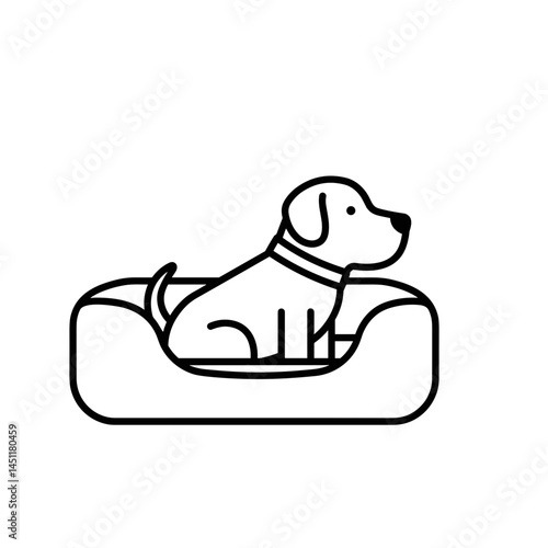 Dog resting peacefully in cozy dog bed  