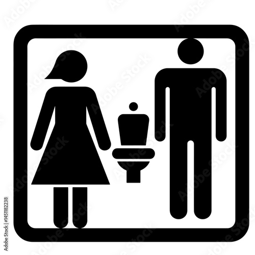 Restroom sign, toilet, WC, lavatory, restroom symbols, man woman, gender neutral, black and white, vector illustration, simple icon, bathroom sign, public restroom, unisex restroom, accessibility sign