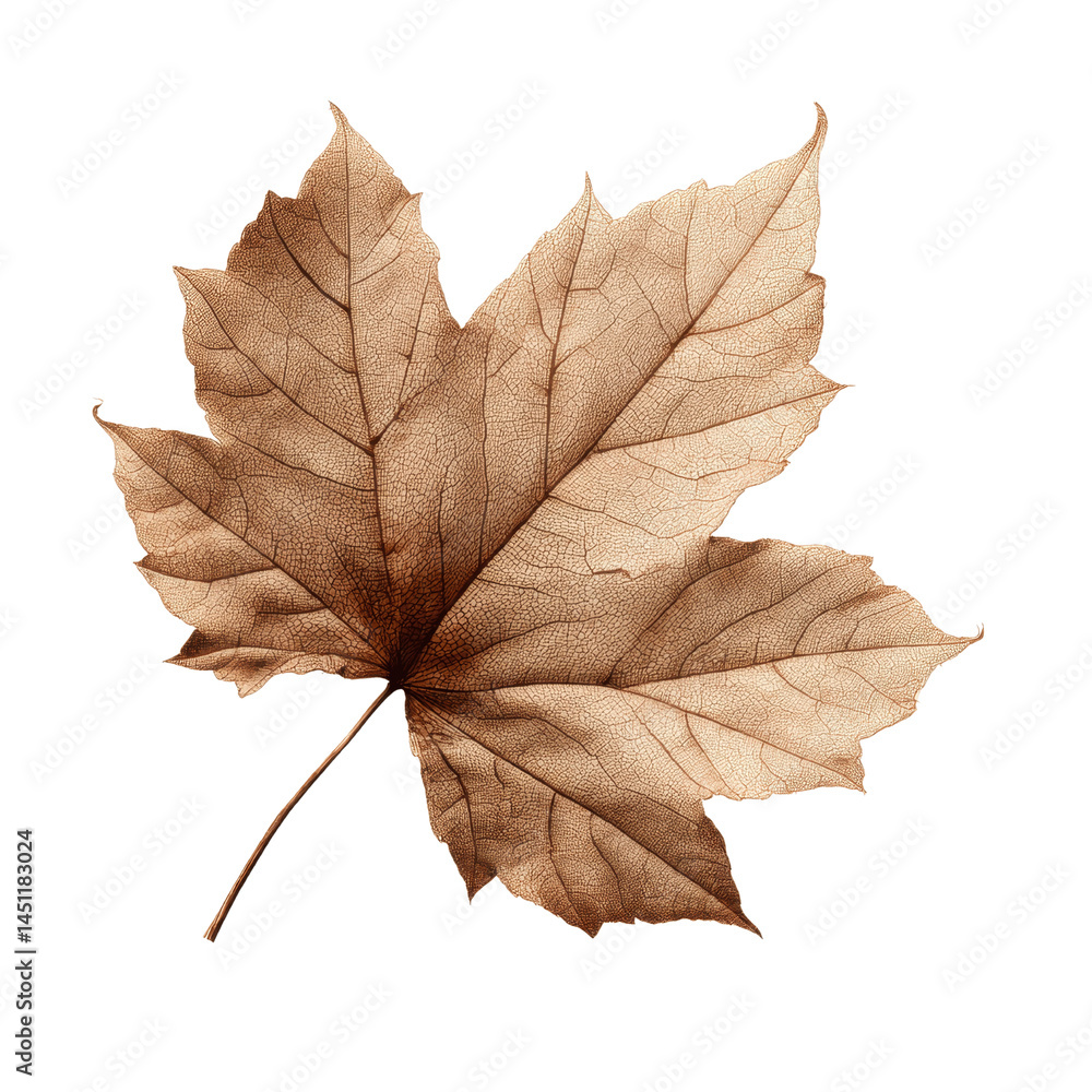 Dried Maple Leaf, Detailed Texture, Autumnal Brown Hues Dried Maple Leaf, Detailed Texture, Autumnal Brown Hues