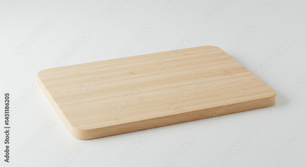 Wooden cutting board on a clean white background for culinary and kitchen design Wooden cutting board on a clean white background for culinary and kitchen design