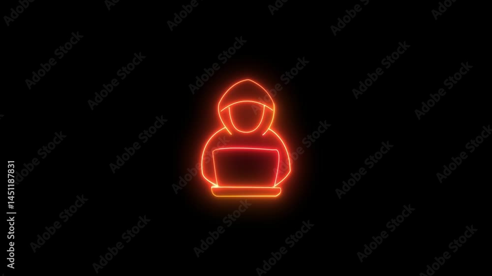 Glowing neon Hacker icon background. HD video graphic animation icon. Glowing neon Hacker icon background. HD video graphic animation icon.