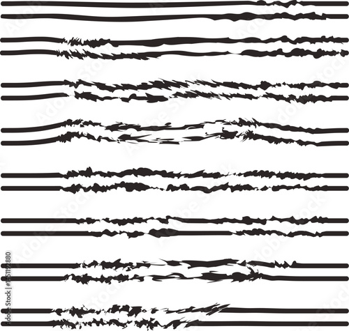 Texture in the form of torn wires or stripes.