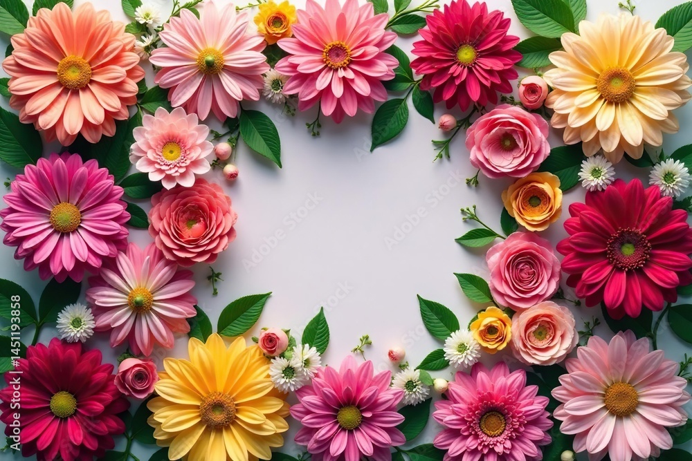 Symmetrical floral arrangement forming a square grid , pattern, decorative Symmetrical floral arrangement forming a square grid , pattern, decorative
