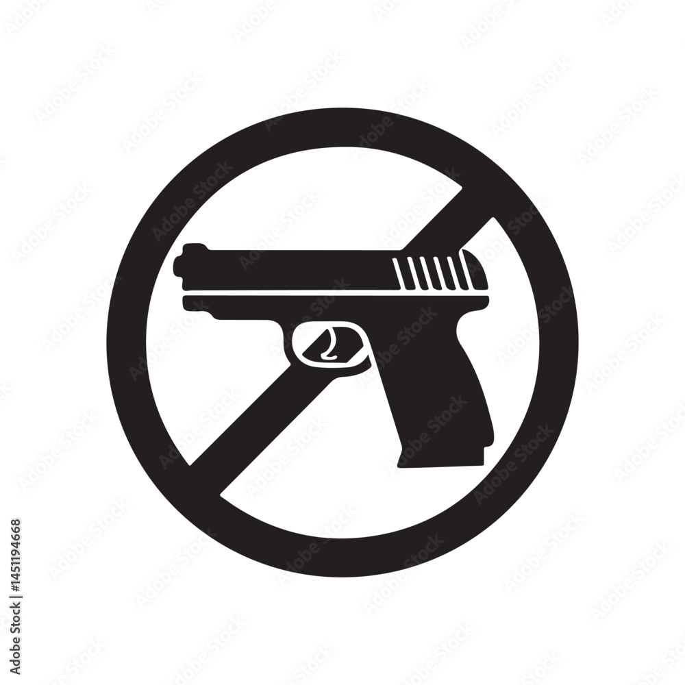 No guns allowed sign vector illustration for gun control and safety awareness black and white design symbol silhouette No guns allowed sign vector illustration for gun control and safety awareness black and white design symbol silhouette