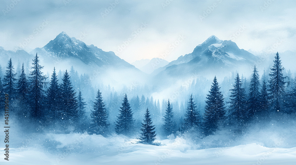 Obraz premium a fantastic snow forest, magical landscape