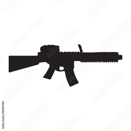 Black ar fifteen silhouette vector illustration for graphic design and weapon enthusiasts and gun collectors