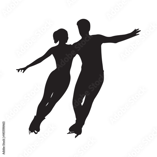 Ice skating couple silhouette vector illustration for figure skating and winter sports design projects