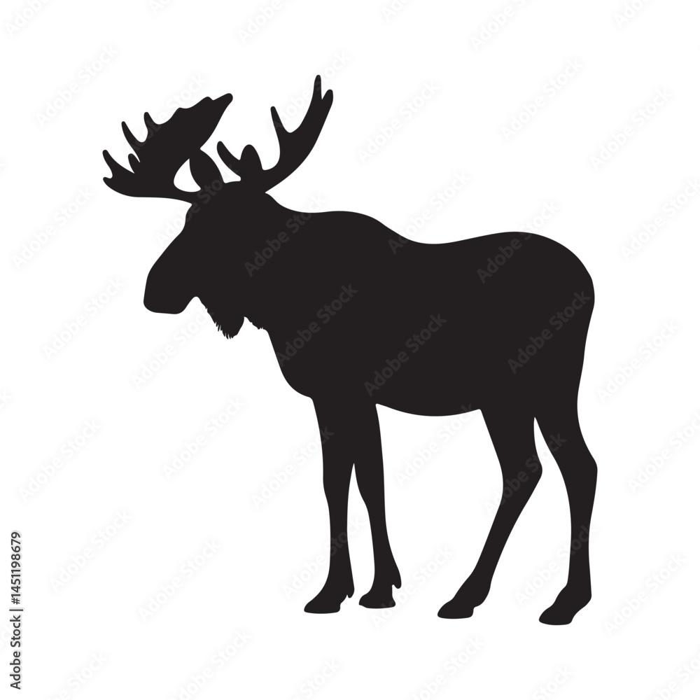 Fototapeta premium Moose silhouette vector illustration animal wildlife nature forest mammal design graphic art isolated image