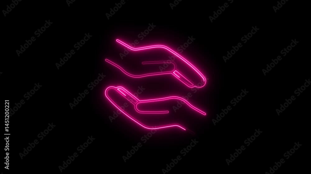 Neon pink hands gesture for care and support concept Neon pink hands gesture for care and support concept