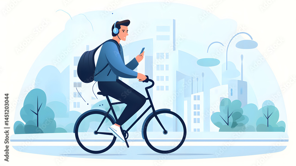 Fototapeta premium Professional Podcasting Businessman Riding a Podcast Microphone Vector Illustration