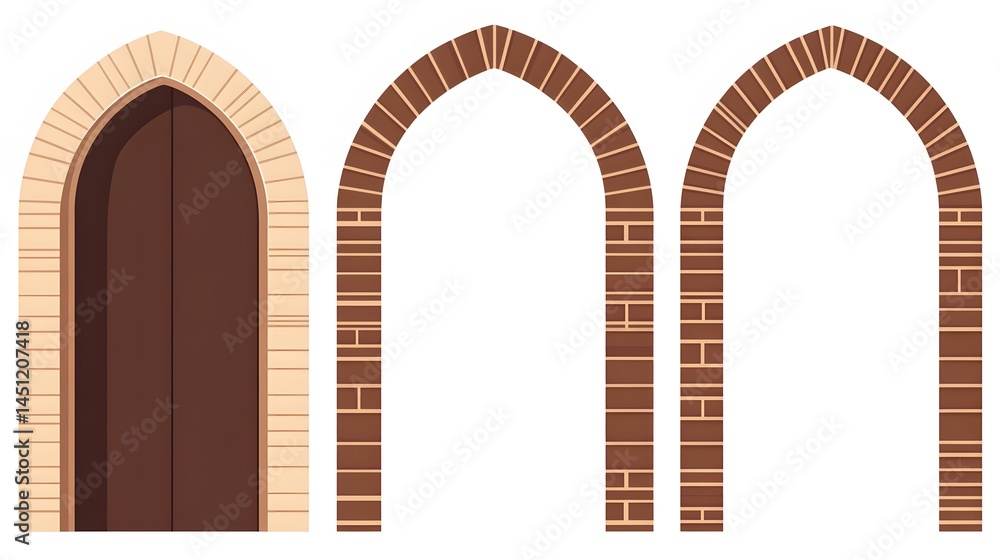 Fototapeta premium Archways and Doorways Brickwork Design Elements Set