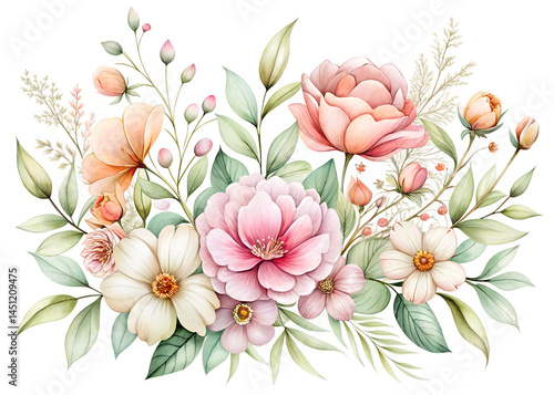 Delicate Watercolor Floral Line Art