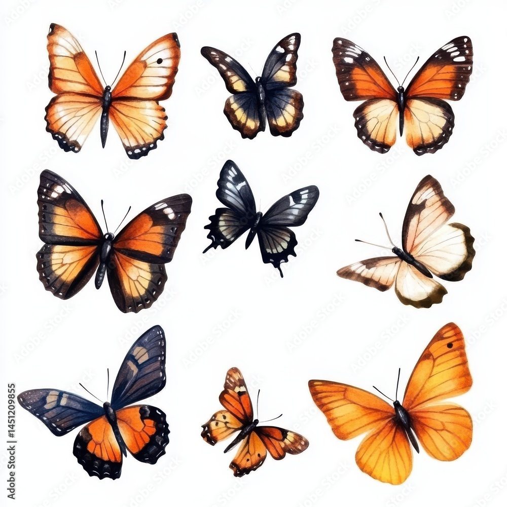Collection of colorful butterflies Collection of colorful butterflies