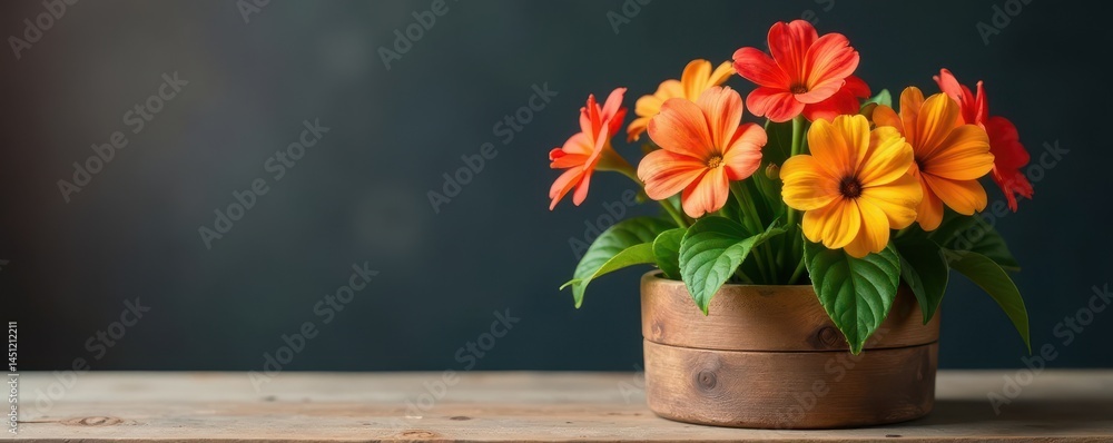 custom made wallpaper toronto digitalVibrant primula blooms in rustic wooden pot Spring home decor , beautiful, spring bloom