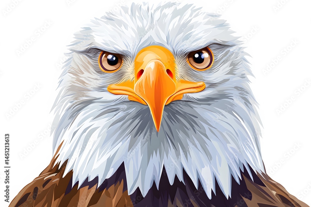 Obraz premium Majestic Bald Eagle Portrait Close Up Vector Illustration