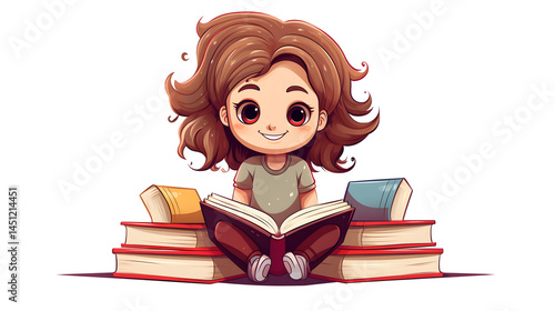 Creative poster design with child reading books, promoting fun literacy activities