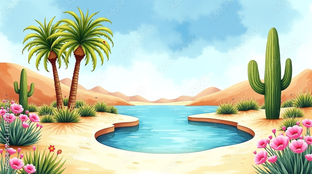 Fototapeta premium Oasis of Serenity: Nature's Desert Haven