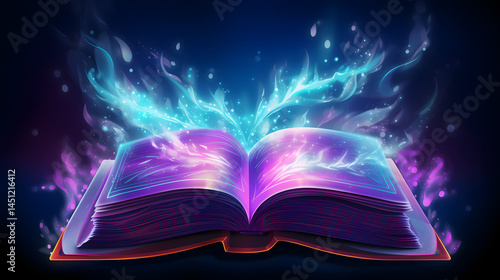 Realistic Magic Book for Mystical and Religious Purposes - Enchanting and Sacred Literature Concept