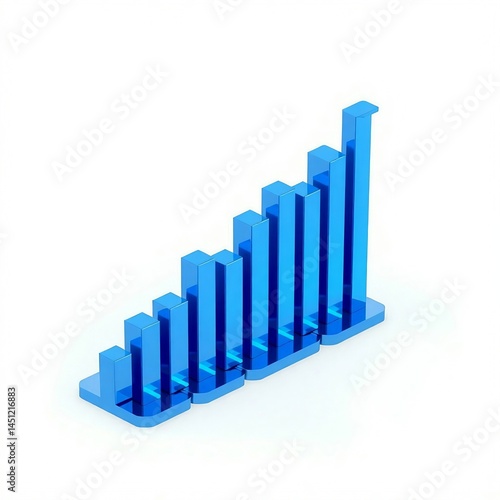 Free Download 3D Metallic Bar Chart with Upward Trend Arrow on Blue Background - GFXLoad