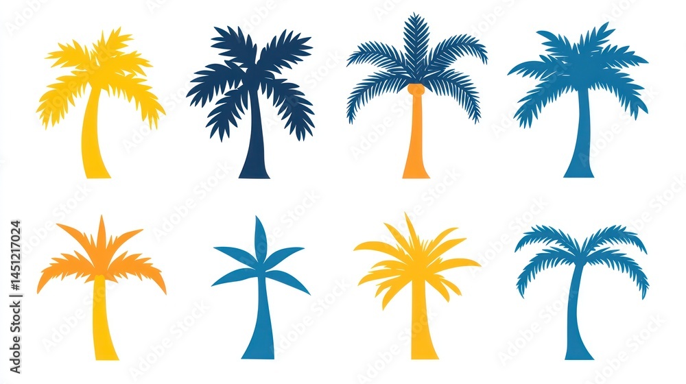 Obraz premium Palm Tree Icons Set on White