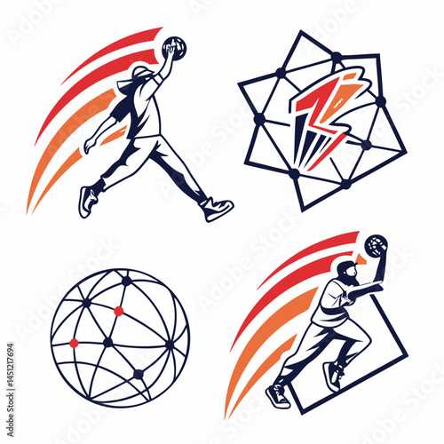 Lacrosse Player Graphic Designs With Abstract Shapes For Sports Visuals