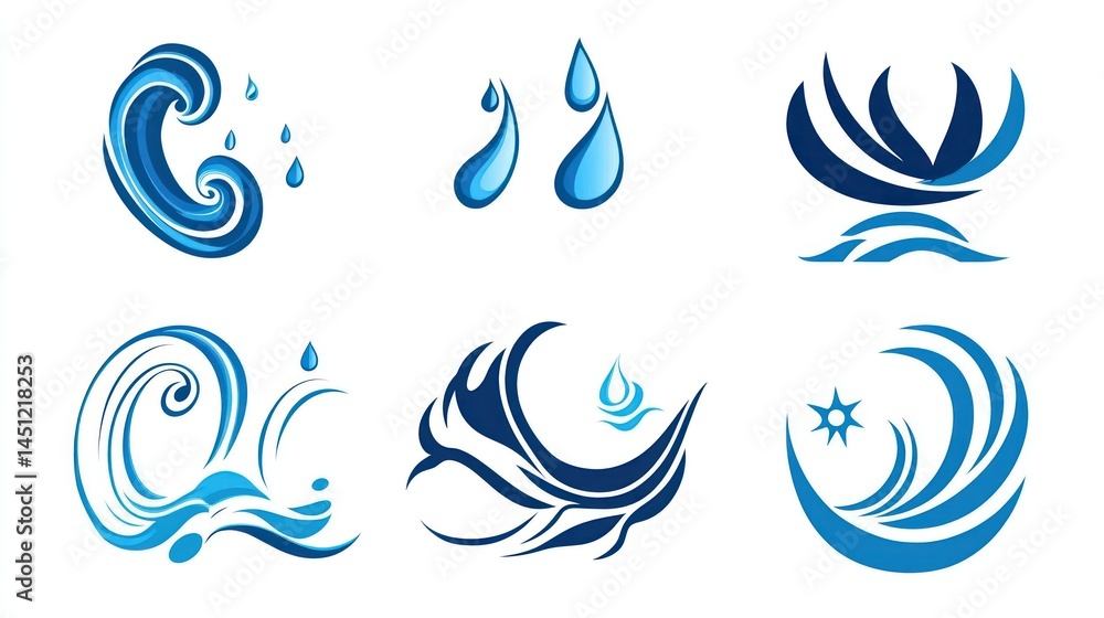 Water Icons Set - Abstract Design Water Icons Set - Abstract Design