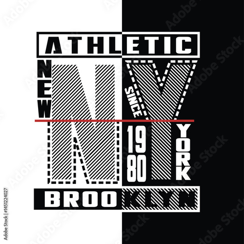 Athletic vector typography design featuring New York City and Brooklyn with bold sports styling, dynamic slogans, and motivational words that represent strength, discipline, and winning mindset.
