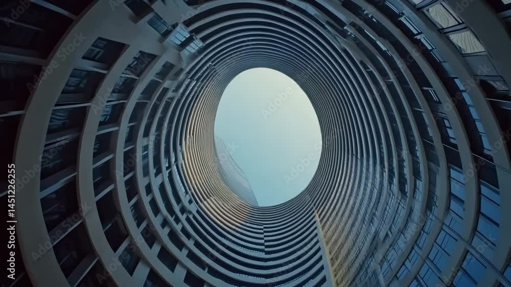 custom made wallpaper toronto digitalCircular Skyscraper with Open Roof and Blue Sky