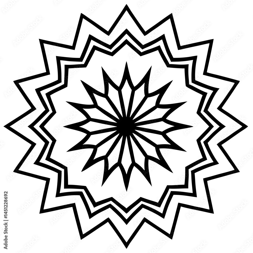 Jagged-Edge Mandala Vector on White Jagged-Edge Mandala Vector on White