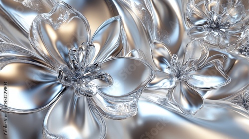 Abstract silver flower design background