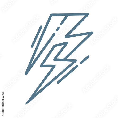 Minimalist Blue Lightning Bolt Line Art Icon