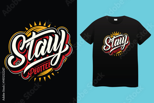 Stay positive, work hard, and make it happen lovely quote lettering calligraphy. Handwritten wisdom greeting card. Motivation poster. Modern vector design.