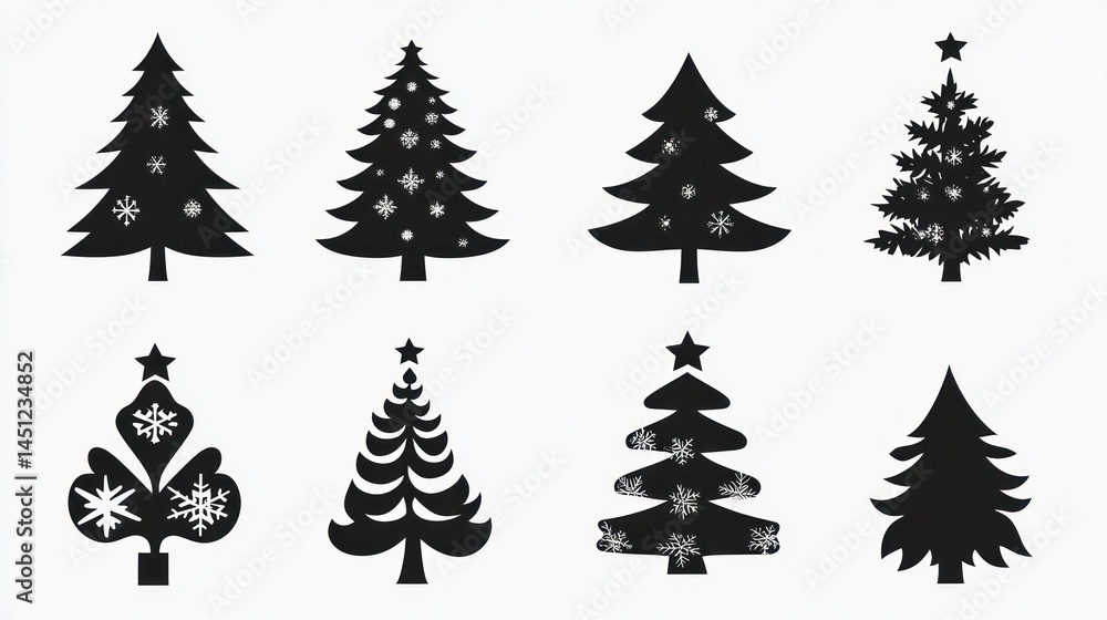 Obraz premium Christmas Tree Silhouettes Collection (5)