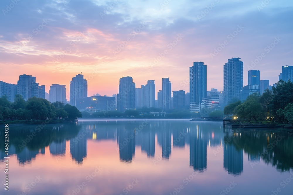 the panorama of the skyline , with its towering skyscrapers. the panorama of the skyline , with its towering skyscrapers.