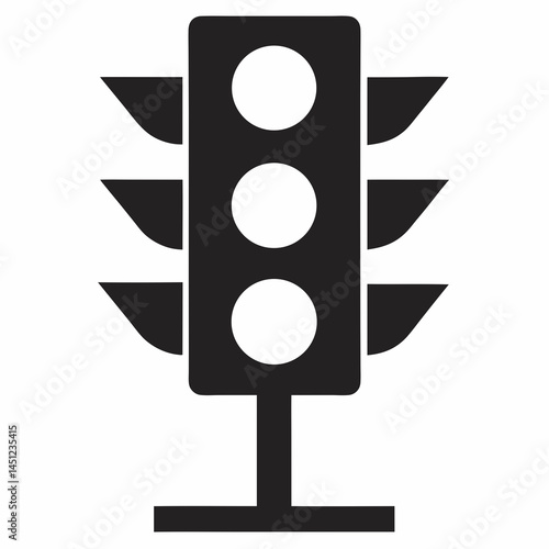 Stylized Stoplight Icon Monochrome Flat Design for Traffic and UI Concepts