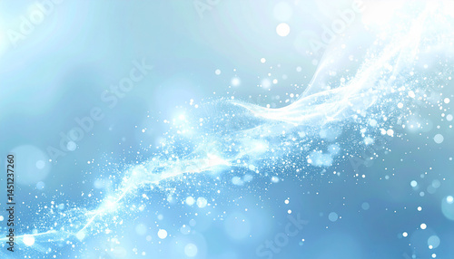 輝く水色のエネルギーと幻想的な光