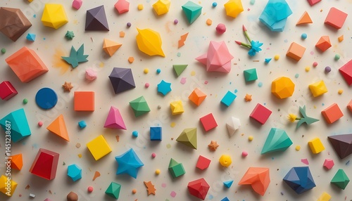 Colorful 3D Geometric Shapes Background - Abstract Art Design