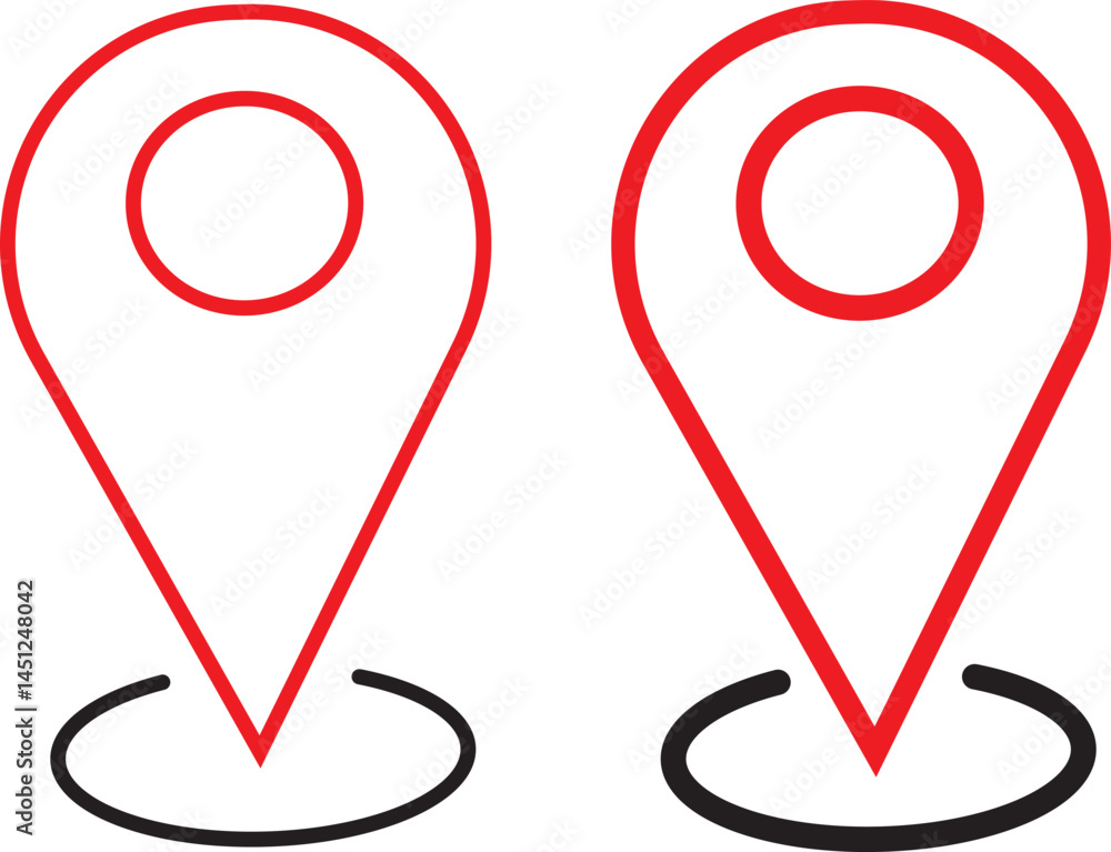 Set of map pin location icons. Pin location icon symbol. Map pin icon illustration Set of map pin location icons. Pin location icon symbol. Map pin icon illustration