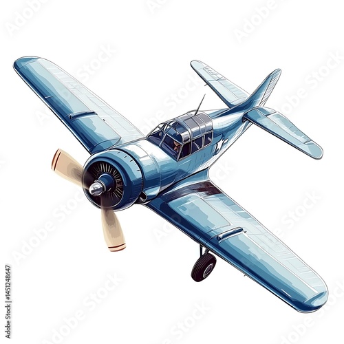 Retro vintage aircraft on white background