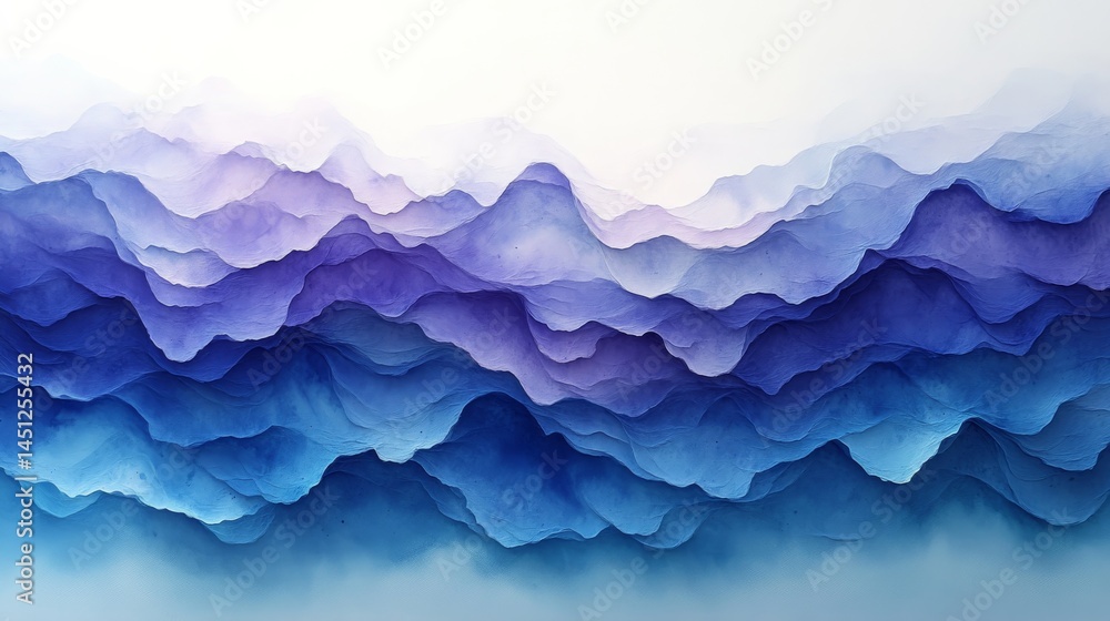 soft watercolor waves flowing in a gentle ombré of blues and purples, organic fluid motion, light diffusion adding depth soft watercolor waves flowing in a gentle ombré of blues and purples, organic fluid motion, light diffusion adding depth