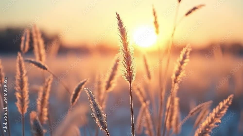 Golden sunrise over field of wheat, a peaceful start in nature's embrace Golden sunrise over field of wheat, a peaceful start in nature's embrace
