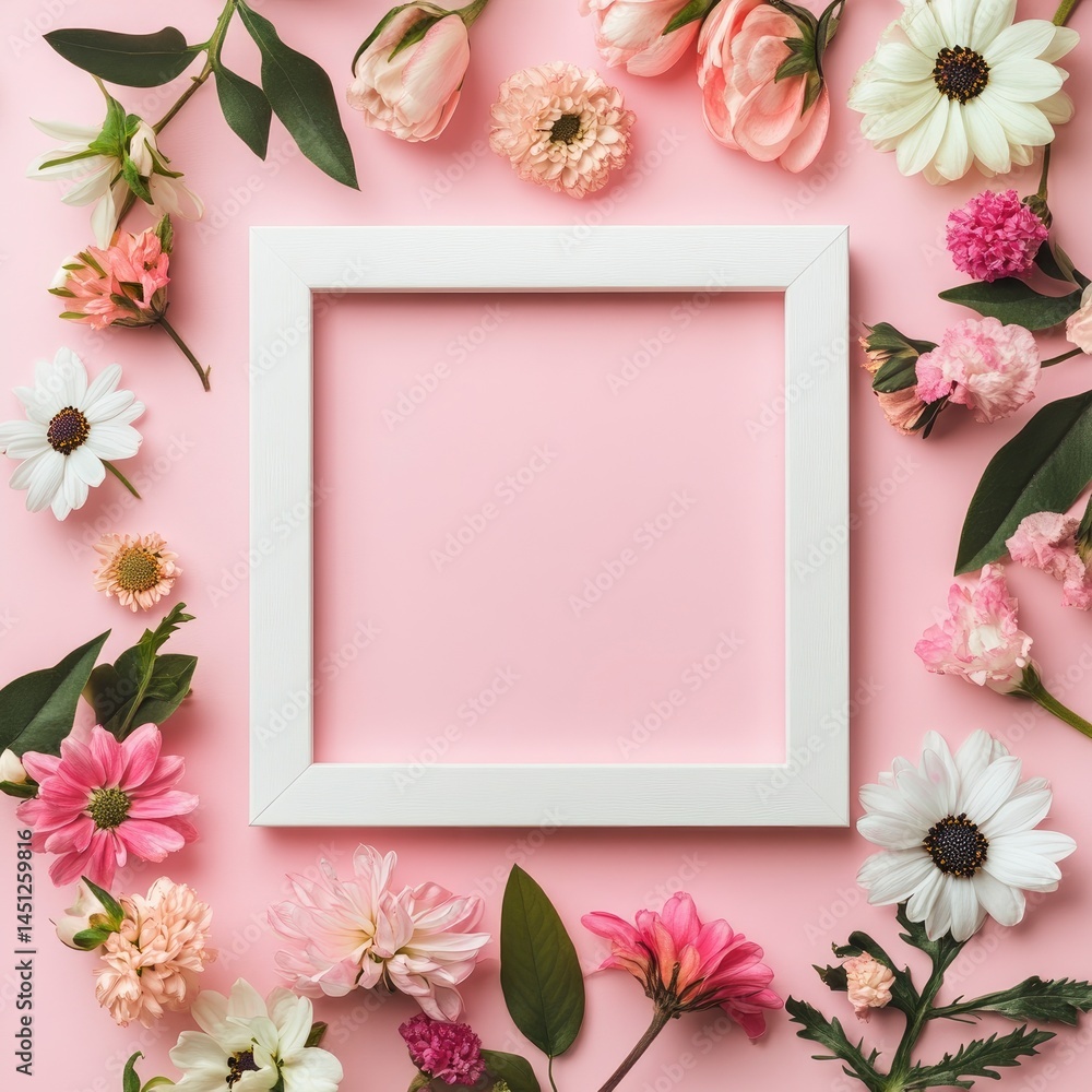 Pink Floral Frame: Delicate Blooms and Pastel Hues Pink Floral Frame: Delicate Blooms and Pastel Hues