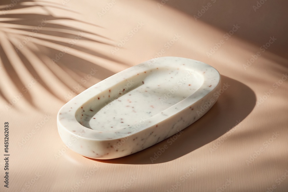 Naklejka premium Elegant Oval Marble Soap Dish Modern Bathroom Accessory