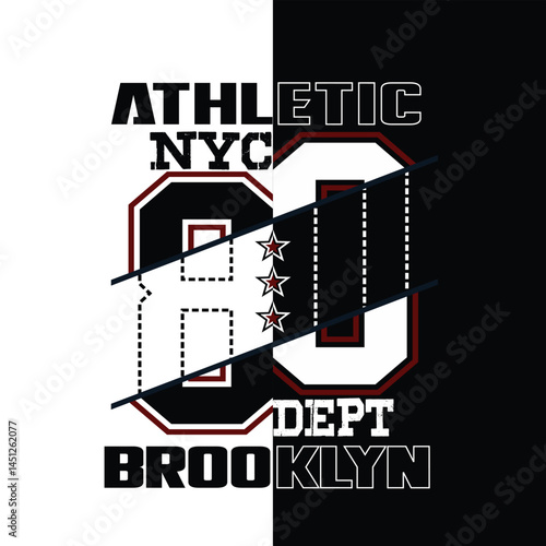 Athletic vector typography design featuring New York City and Brooklyn with bold sports styling, dynamic slogans, and motivational words that represent strength, discipline, and winning mindset.
