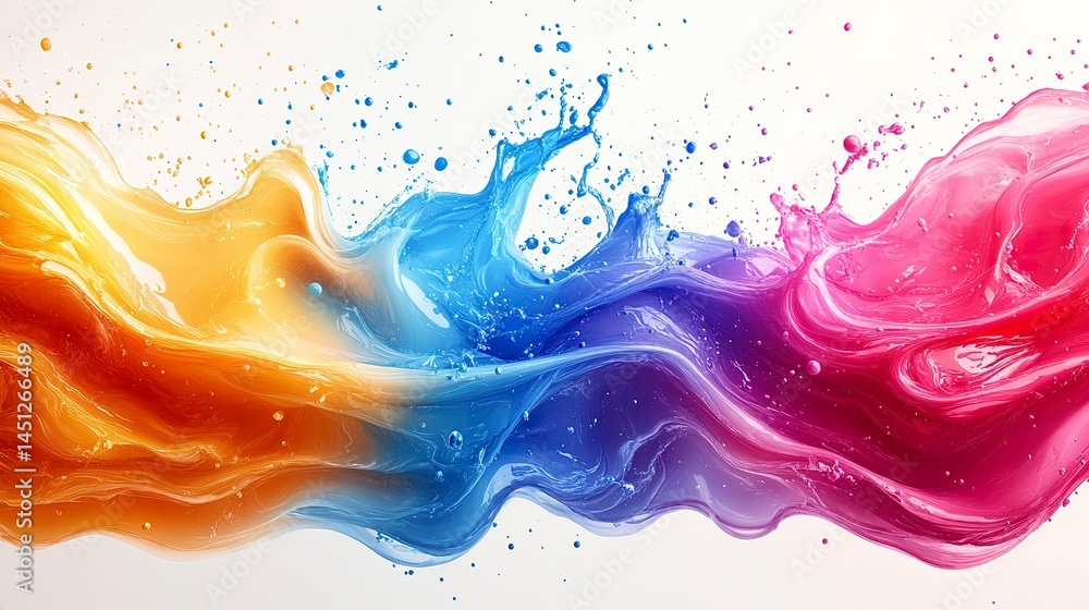 Bright and cheerful abstract border with fluid motion and splash effects Bright and cheerful abstract border with fluid motion and splash effects