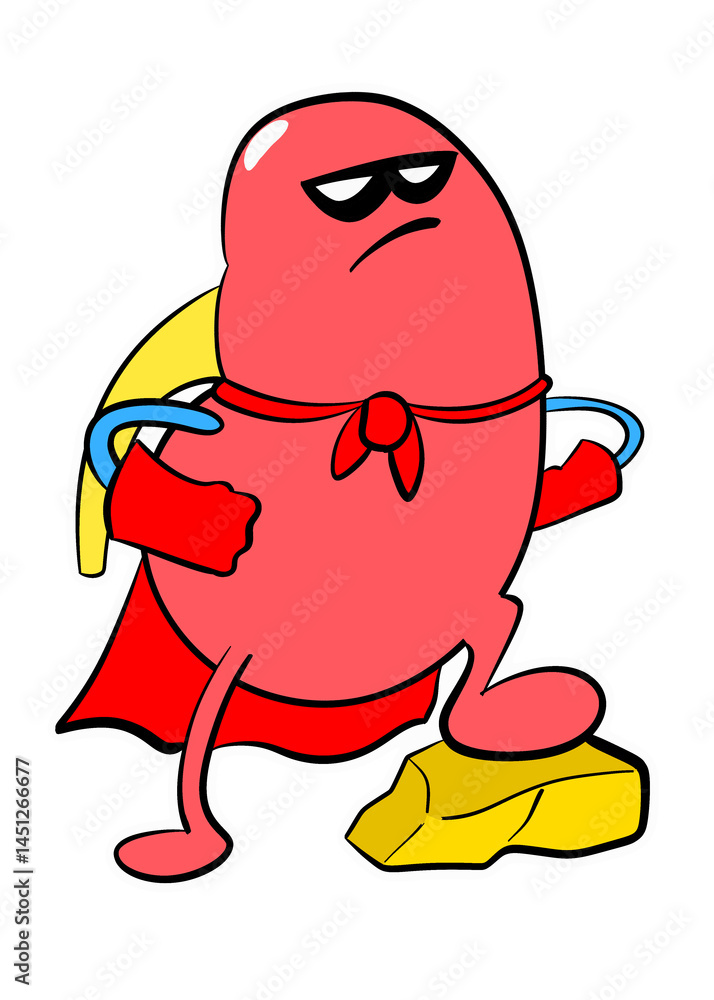 Cute kidney sticker Hero beat kidney stone cartoon Cute kidney sticker Hero beat kidney stone cartoon