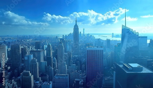 Wallpaper Mural A breathtaking panoramic view of the iconic New York City skyline on a bright, sunny day, showcasing the majestic skyscrapers and stunning cityscape. Torontodigital.ca